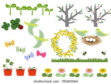 Image of spring. Spring material collection. Calendar clip art.
Spring landscape material collection.
A warm image.
