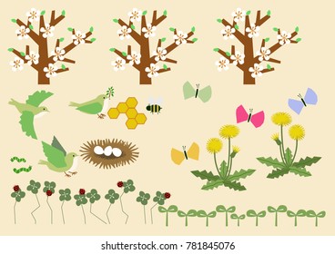 Image of spring. Spring material collection. Calendar clip art.
Spring landscape material collection.
A warm image.
