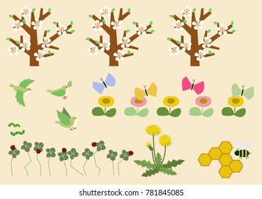 Image of spring. Spring material collection. Calendar clip art.
Spring landscape material collection.
A warm image.
