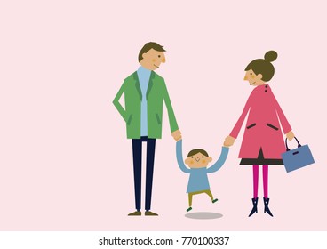 Image of spring.
Warm season.
A woman with spring coat.
Clip art of the season.
Calendar clip art.
early spring.
Pink background.
family.
