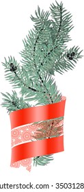 the image of the spruce branches, tape wrapped