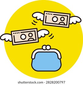 An image of squandering, wastefulness, and money flying away. Money slipping through one's fingers.