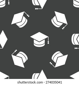 Image of square academic cap repeated on grey background