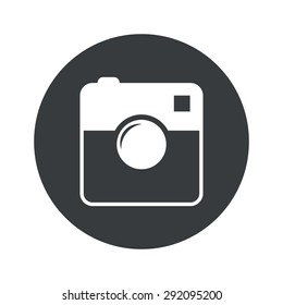 Image of square camera in black circle, isolated on white