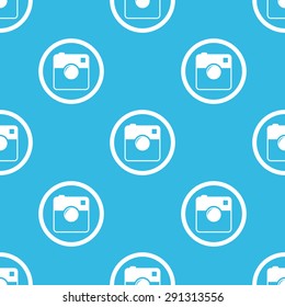 Image of square camera in circle, repeated on blue background