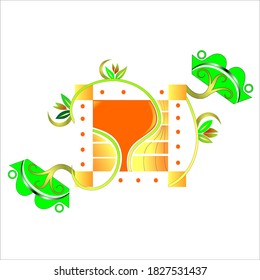 image of square orange abstract design