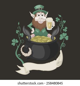 It is image of St. Patrick with a pot of gold.
