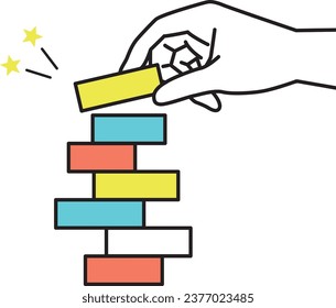 An image of stacking building blocks in a well-balanced manner