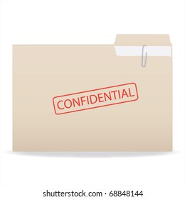 Image of a stamp with a Confidential stamp isolated on a white background.