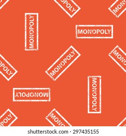 Image of stamp with word MONOPOLY, repeated on orange background
