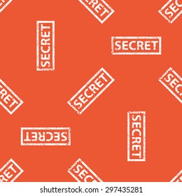 Image of stamp with word SECRET, repeated on orange background