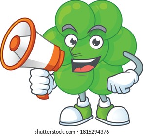 An image of staphylococcus aureus cartoon design style with a megaphone. Vector illustration