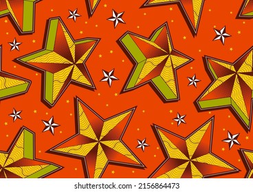 image star african abstract seamless pattern vibrant colours, textile art, hand-draw line art image and background, fashion artwork for Fabric print, Scarf, Shawl, Carpet, Kerchief, Handkerchief