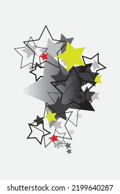 IMAGE OF STAR COLLECTION OF BLACK RED GREEN COLOR. VECTOR TEMPLATES
