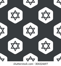 Image of Star of David in hexagon, repeated on black
