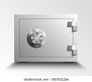 Image of a steel safe. Armored box background. The door safe a bank vault with a combination lock. Reliable Data Protection. Long-term savings. Deposit box safe icon.Protection of personal information