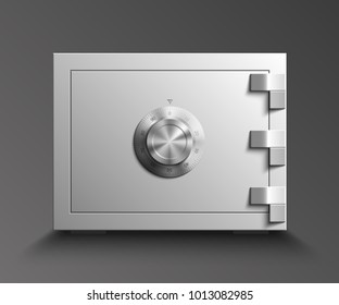 Image of a steel safe. Armored box background. The door safe a bank vault with a combination lock. Reliable Data Protection. Long-term savings. Deposit box safe icon.Protection of personal information