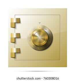 Image of a steel safe. Armored box background. The door safe a bank vault with a combination lock. Reliable Data Protection. Long-term savings. Deposit box safe icon.Protection of personal information