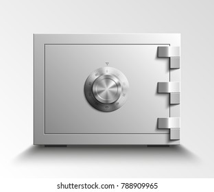 Image of a steel safe. Armored box background. The door safe a bank vault with a combination lock. Reliable Data Protection. Long-term savings. Deposit box safe icon.Protection of personal information