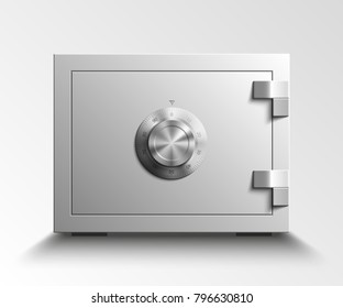 Image of a steel safe. Armored box background. The door safe a bank vault with a combination lock. Reliable Data Protection. Long-term savings. Deposit box safe icon.Protection of personal information