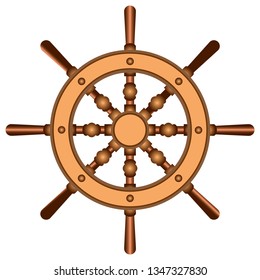 image of the steering wheel, element of the ship, isolate on a white background