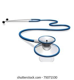 Image of a stethoscope isolated on a white background.