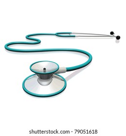 Image of a stethoscope isolated on a white background.