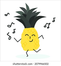 Image sticker of a yellow happy pineapple that dances to the music