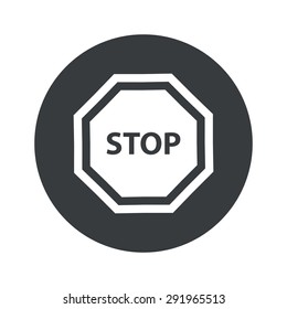 Image of STOP sign in black circle, isolated on white