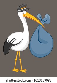 An image of a Stork Delivering Baby Bundle isolated on gray background.