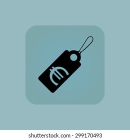 Image of string tag with euro symbol in square, on pale blue background