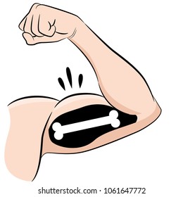 An Image Of A Strong Muscles Bones Male Arm Flexing Bicep Drawing.