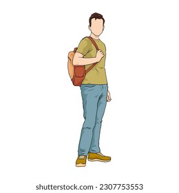 image of a student carrying a backpack vector illustrator