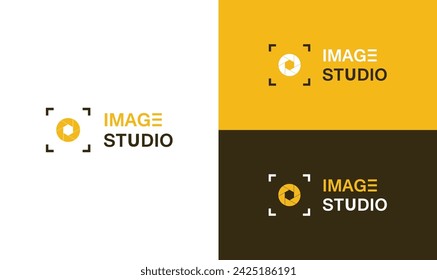 Image Studio logo design with frame and shutter symbols,photography studio logo design.