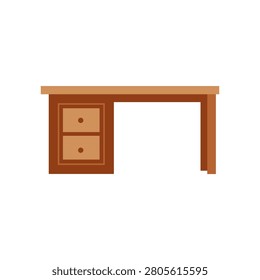 image of a study table in brown on a white background