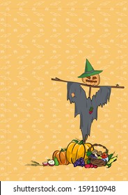 Image stuffed with vegetables on a colored background. Halloween