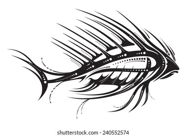 Image of stylized black fish in vector.