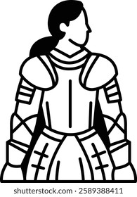 The image is a stylized drawing of a knight or warrior