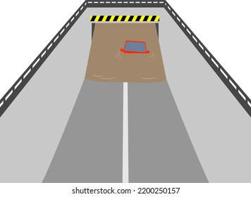 An image of a submerged underpass and a submerged car