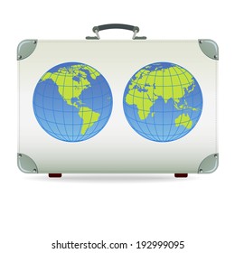 Image with a suitcase for travel, white background