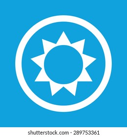 Image of sun in circle, isolated on blue