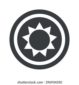 Image of sun in circle, on black circle, isolated on white