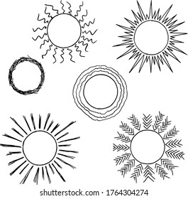 imagen del sol con diferentes variantes de los rayos del sol