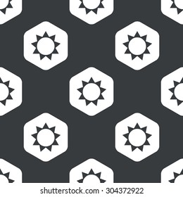 Image of sun in hexagon, repeated on black