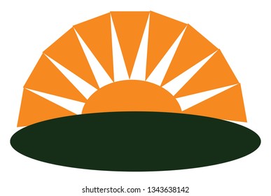 An image of a sun setting vector color drawing or illustration