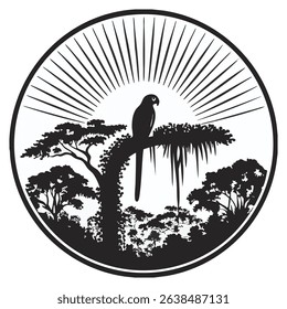 image of a sunbeam and a parrot on a tree in the forest