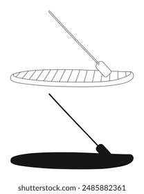 Image of SUP boards and paddles for surfers, sketch and silhouette