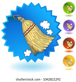 An image of a Sweeping Whisk Broom Starburst Badge Button Icon.