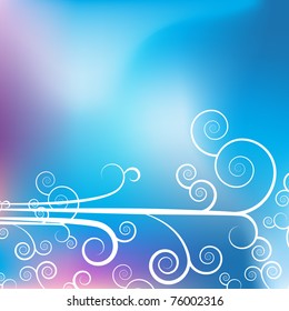 An image of a swirl calligraphy lines withe blue purple background.