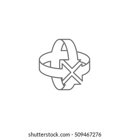 Image symbol multimedia format virtual reality. A simple illustration in the style of a fine line. Modern technology of volumetric interactive content.